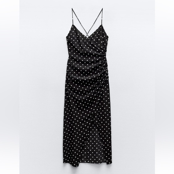 New ZARA Polka Dot Sleeveless Midi Dress - Picture 1 of 1